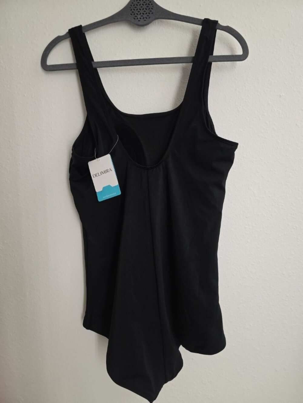 NEW Delimira Black Padded One-Piece Lined Bathing Suit Swimsuit Women's Plus 16W - Picture 4 of 8